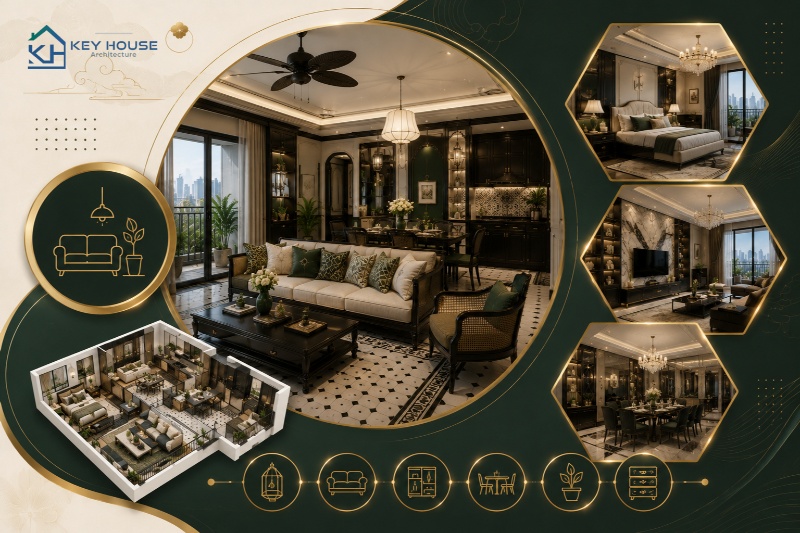 Giá thiết kế nội thất chung cư theo phong cách Indochine và Luxury